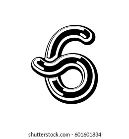 Number 6 Celtic font. norse medieval ornament ABC sign six. Traditional ancient manuscripts alphabet

