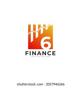 Number 6 Chart Bar Finance Logo Design Inspiration