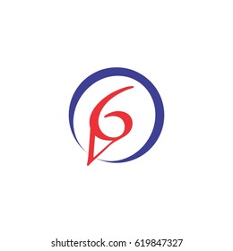 Number 6 in circle design logo vector