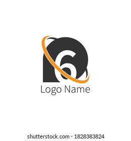 Number 6 circle icon Logo, design number + icon circle concept illustration