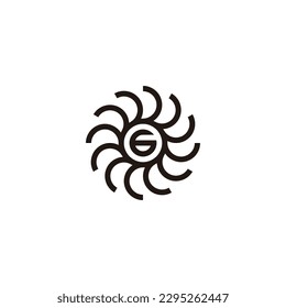Número 6 en círculo, símbolo geométrico tecnológico simple vector logotipo