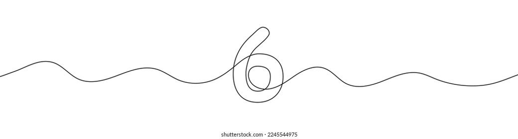 Number 6 in continuous line drawing style. Line art of number six. Vector illustration. Abstract drawing number 6