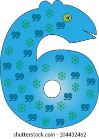 Number 6 from the Crazy Creature Alphabet set, featuring vibrant colors and cute animal characters