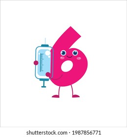 number 6 cute character vector design template illustration