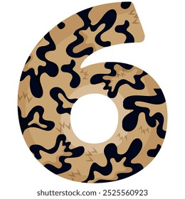 number 6 design for new year with animal design namely with detailed skin spots of common yellow boa, vector