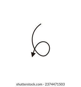 Número 6 línea de dirección símbolo geométrico simple vector logo
