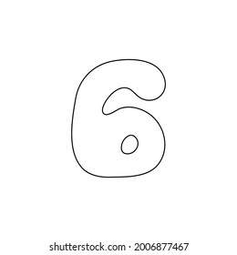 Number 6 drawing, vector illustration