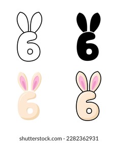 Number 6 in flat style isolated
