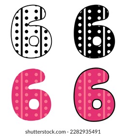 Nummer 6 im flachen Stil einzeln