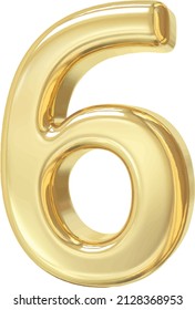 Number 6 gold 3d style