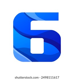 number 6 gradient logo design 