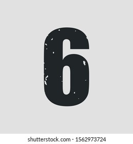 Number 6 grunge style. Vector eps10