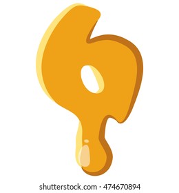 Number 6 from honey icon isolated on white background. Figure symbol