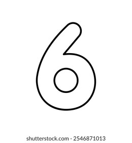 Number 6 icon isolated on a white background. Vector illustration.