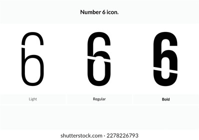 Number 6 icon .Light, Regular And Bold style design isolated on white background