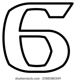 Number 6 icon line vector illustration