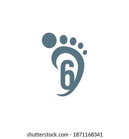 Number 6 icon logo combined with footprint icon design template
