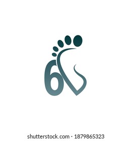 Number 6 icon logo combined with footprint icon design template