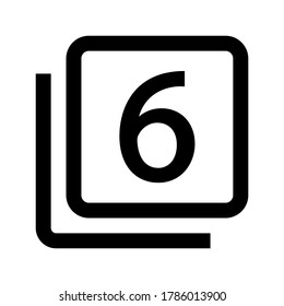 Number 6 icon vector isolated on white background.