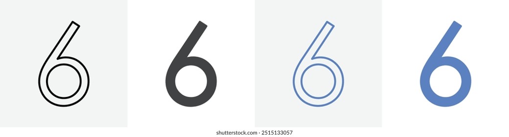 Número 6 Icono Vector Set Uso para Web UI o App