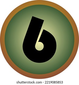 number "6" with an interesting font and color in vector form
