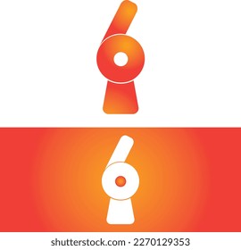 Number 6 Key Hole Design Logo Vector