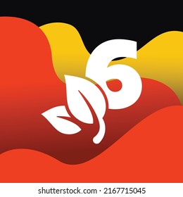 Number 6 with leaf concept logo or symbol template design