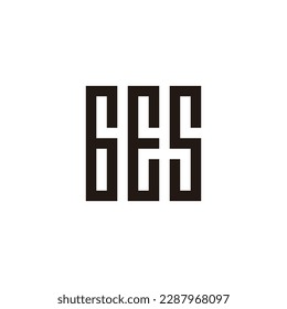 Number 6, letter E and S square, rectangles geometric symbol simple logo vector
