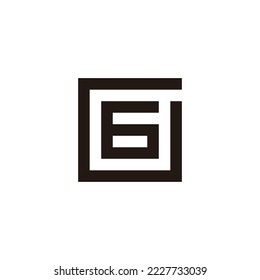 Number 6 in letter G square geometric symbol simple logo vector