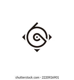 Number 6 letter q square geometric symbol simple logo vector