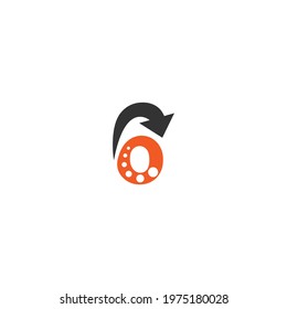 Number 6 logo with arrow icon design vector template