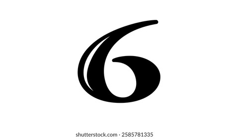 number 6 logo, black isolated silhouette