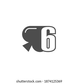 Number 6 logo combined with spade icon design vector