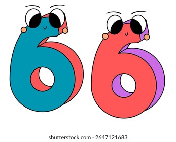number 6 logo design with line and dots. 2025