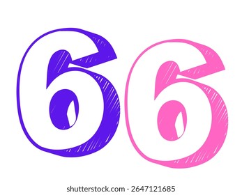 number 6 logo design with line and dots. 2025