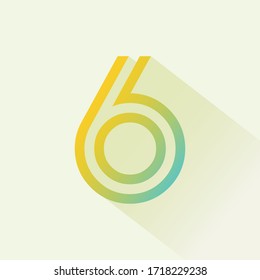 Number 6 Logo design vector template. Font Lines Logotype