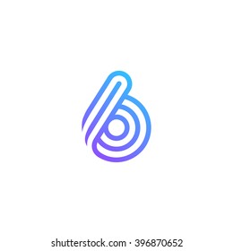 Number 6 Logo design vector template. Font Lines Logotype