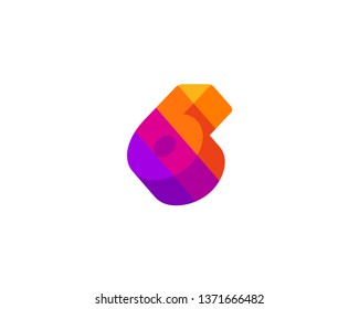 Number 6 logo icon design template elements