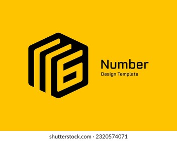 Number 6 logo icon design template elements