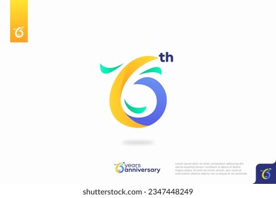 Number 6 logo icon design, 6th birthday logo number, anniversary 6
