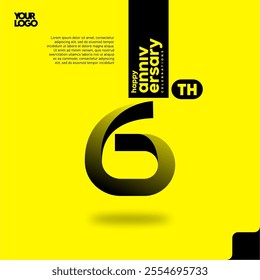 Number 6 logo icon design, 6th anniversary logotype
