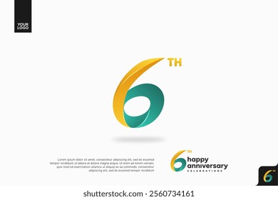 Number 6 logo icon design, 6th birthday logo number, anniversary 6