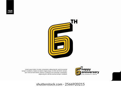 Number 6 logo icon design, 6th birthday logo number, anniversary 6