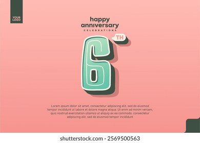 Number 6 logo icon design, 6th birthday logo number, anniversary 6