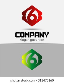 Number 6 logo icon design template elements
