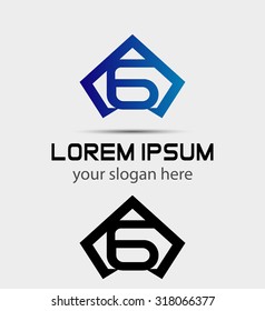 Number 6 logo icon design template elements
