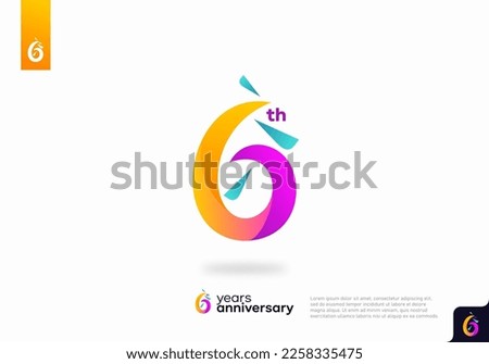 Number 6 logo icon design, 6th birthday logo number, 6th anniversary.