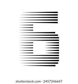 Number 6 Logo Icon Geometric Horizontal Motion Speed Lines