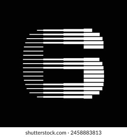 Number 6 Logo Icon Geometric Horizontal Stripe Lines