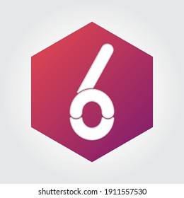 Diseño vectorial del icono del logotipo número 6. Ilustración vectorial Eps 10.